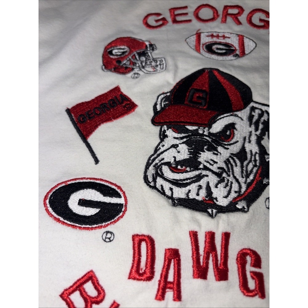 VTG 80s Belle Pointe Georgia Bulldogs Embroidered 3/4 Sleeve Shirt Women Sm EVC - Picture 9 of 11